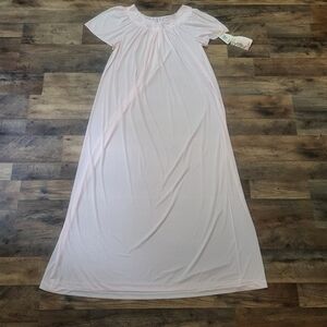 Vintage 1970's Shadowline Pink Rose Maxi Nightgown Size Medium